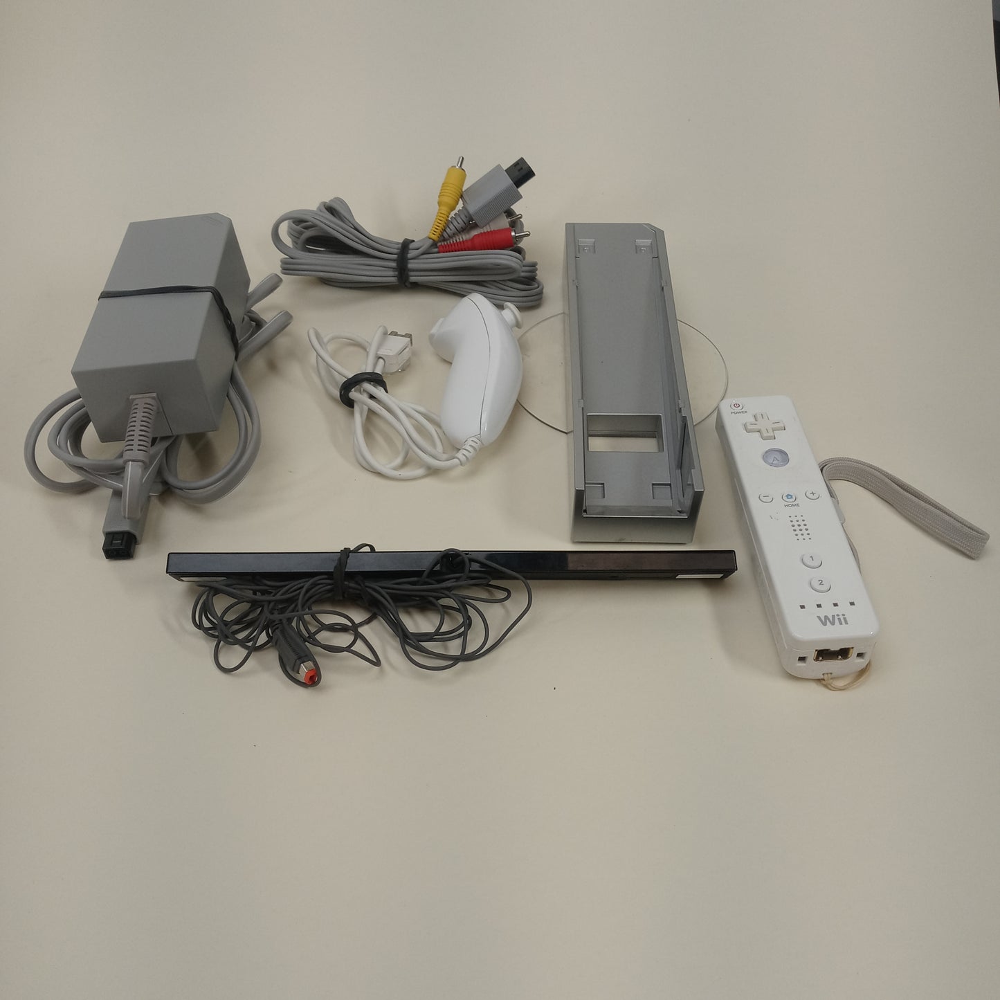 Nintendo Wii Cables Bundle Controller, Power Cord, AV Cables, Sensor Bar, Stand