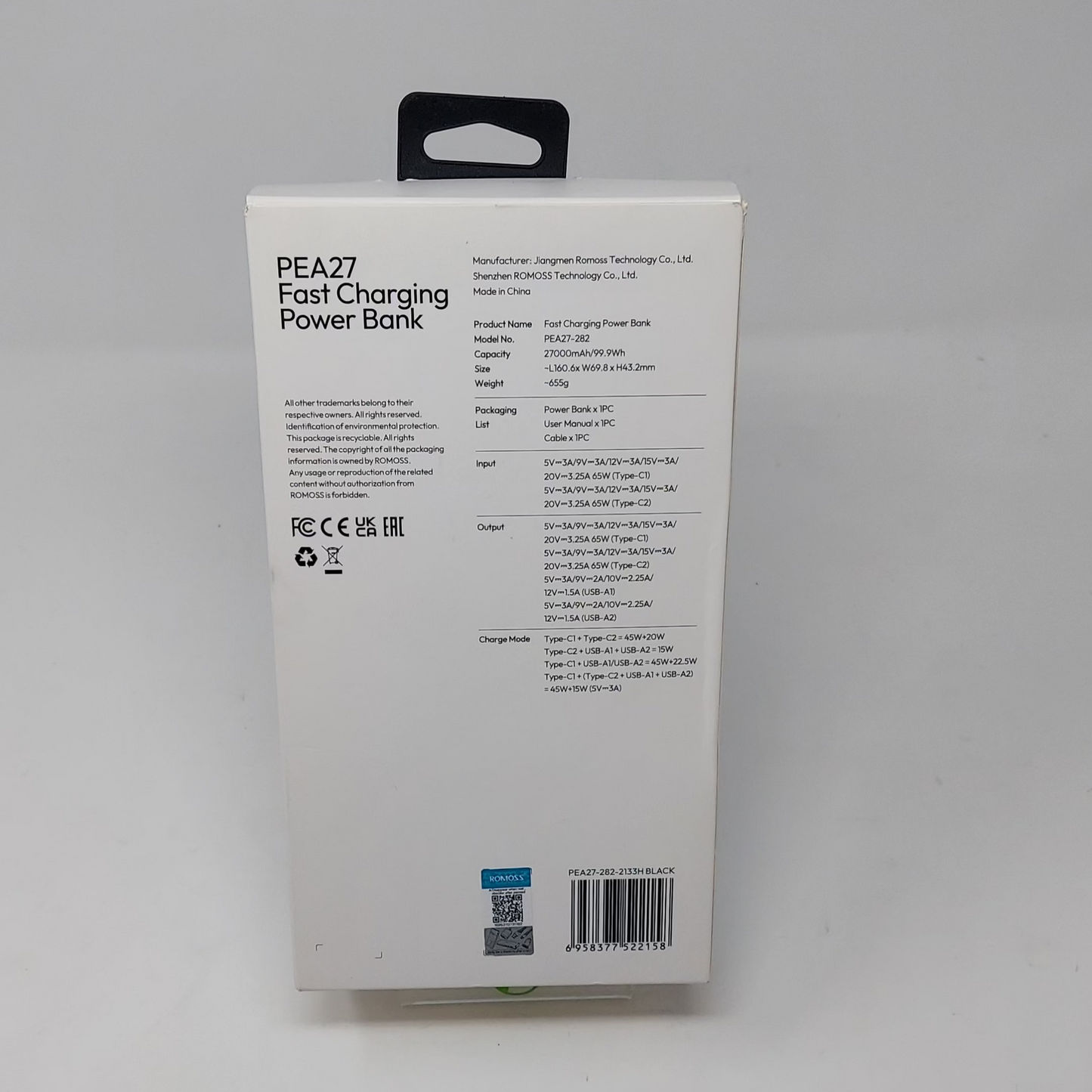 New 27000mAh Power Bank Portable Laptop Charger with 65W Fast Charging for Cellphone