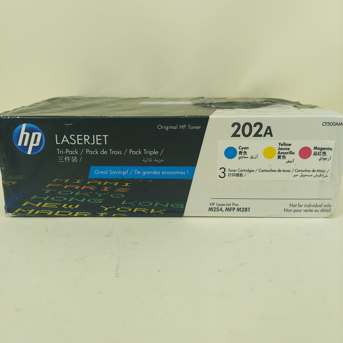 New HP Toner 202A CF500AM Yellow, Cyan and Magenta