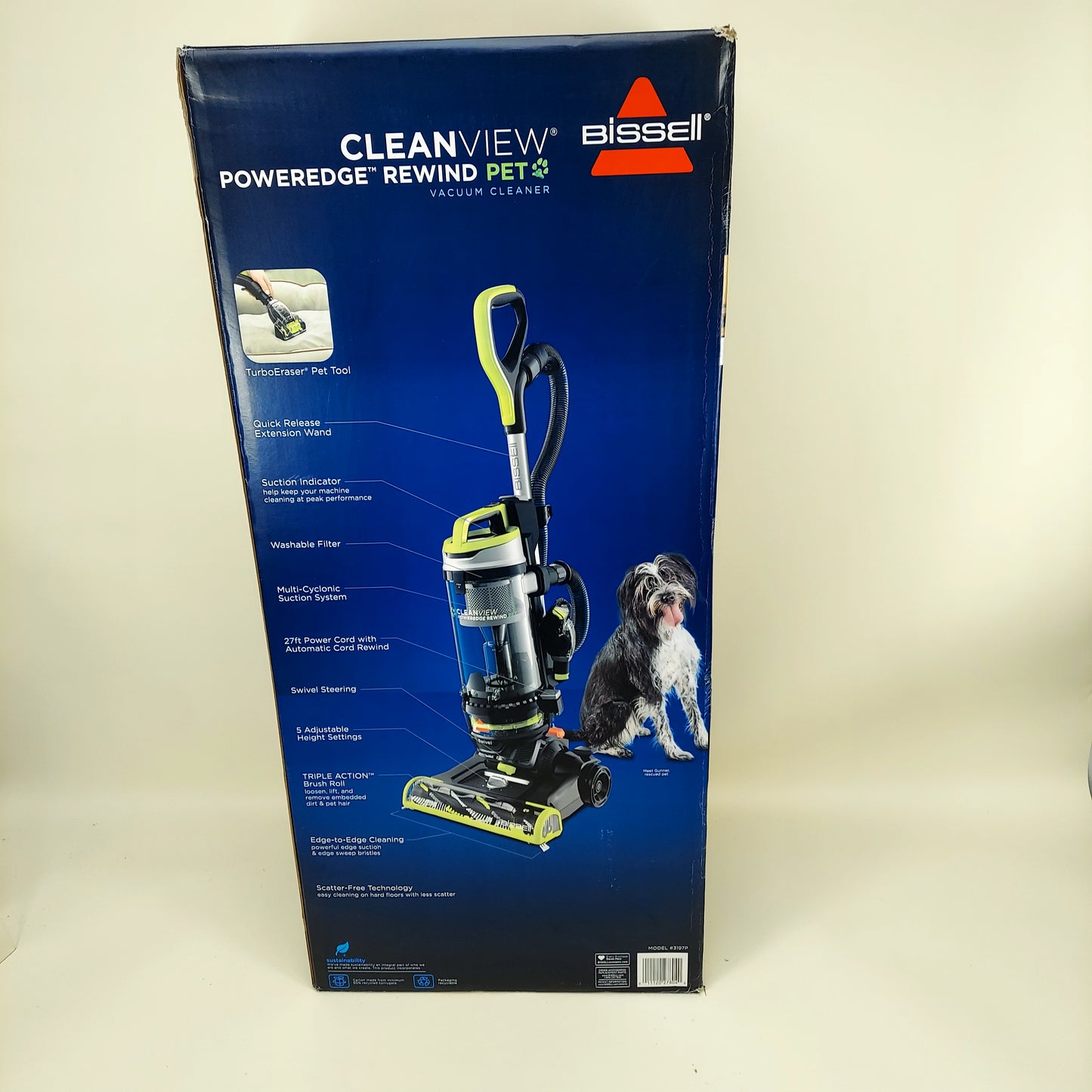 New BISSELL CleanView PowerEdge Rewind Pet Upright Vacuum