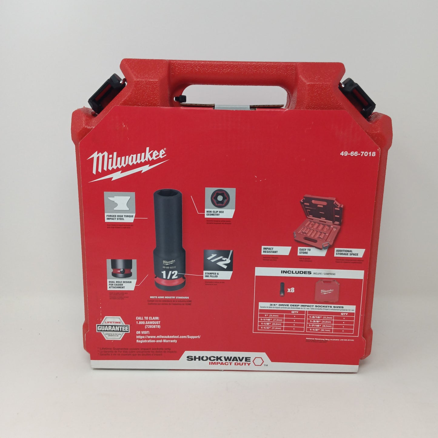 Milwaukee 8pc 3/4" dr impact socket kit 49-66-7018