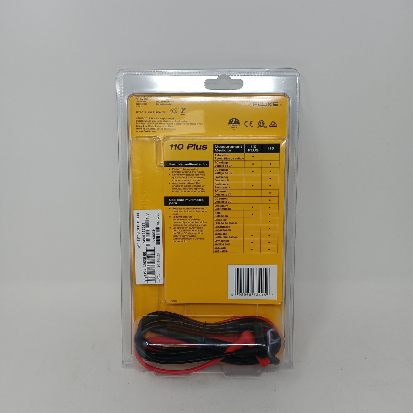 New Fluke 110 PLUS TRUE RMS MULTIMETER 600V Multimeter