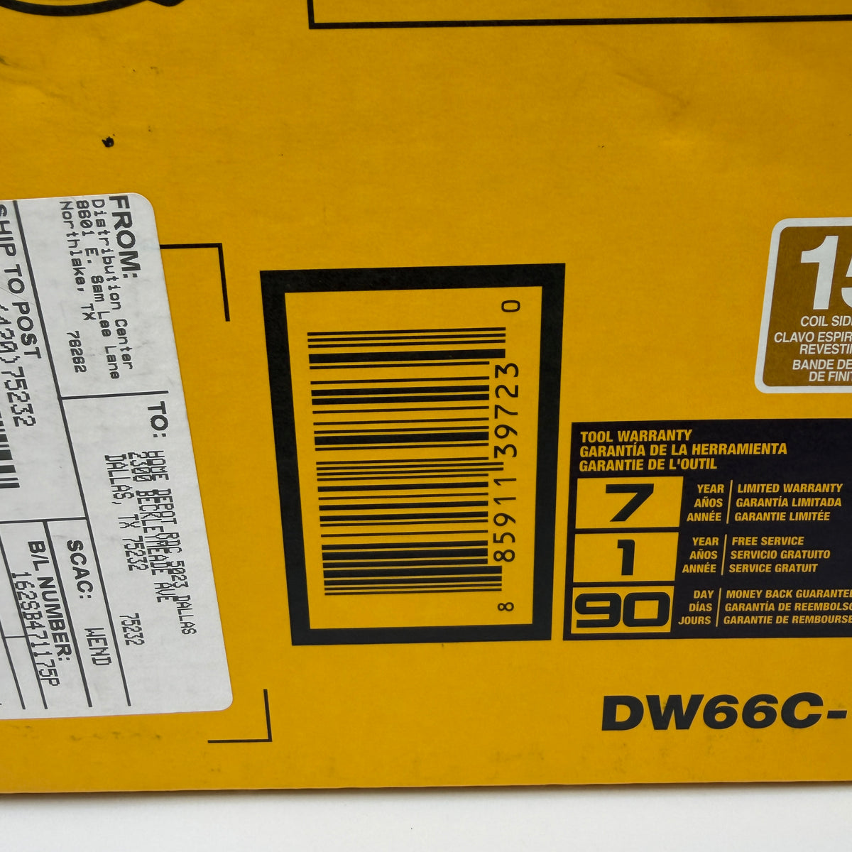 New DeWalt DW66C-1 15-Degree Coil Siding and Fencing Nailer