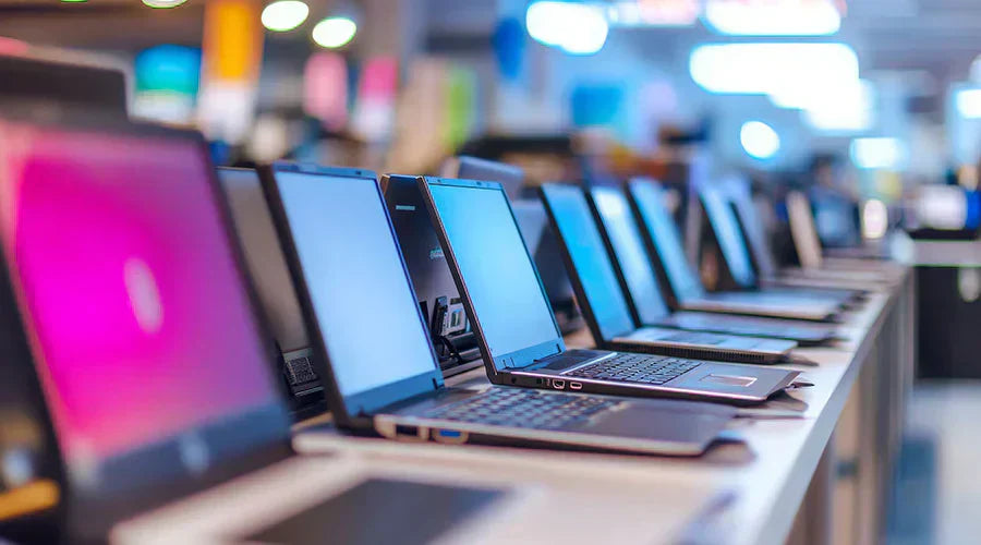 Gaming laptops on display showing high-performance screens at PayMore Abilene