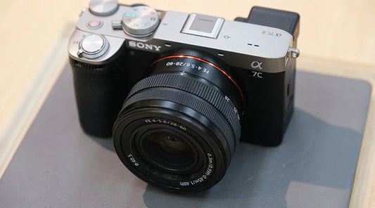 Mirrorless digital camera displayed for resale evaluation at PayMore Abilene