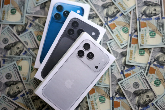 Assorted iPhone 11 and newer models displayed for resale at PayMore Abilene