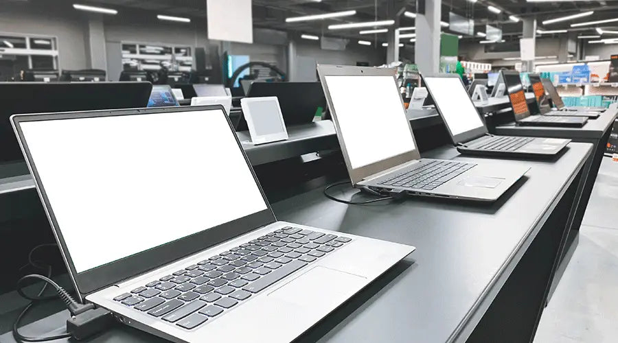 Refurbished MacBook and Windows laptops on display in Abilene TX