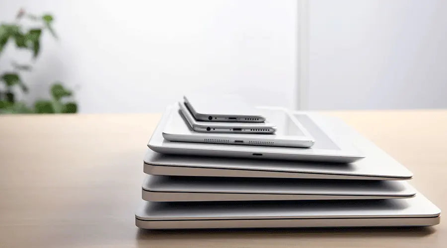 Stack of old smartphones contributing to electronic waste