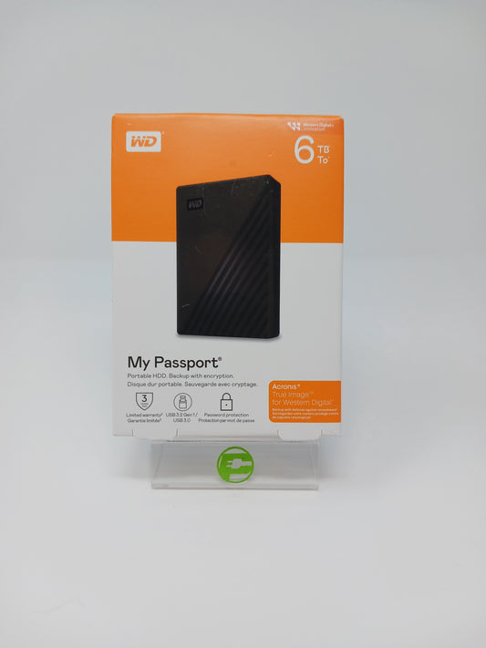 New Western Digital Portable My Passport 6TB USB 3.2 HDD WDBR9S0060BBK-WESN