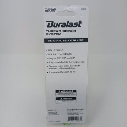 Duralast 85-015 Thread Repair System M14 - 1.25 UNC 9/16" - NEW