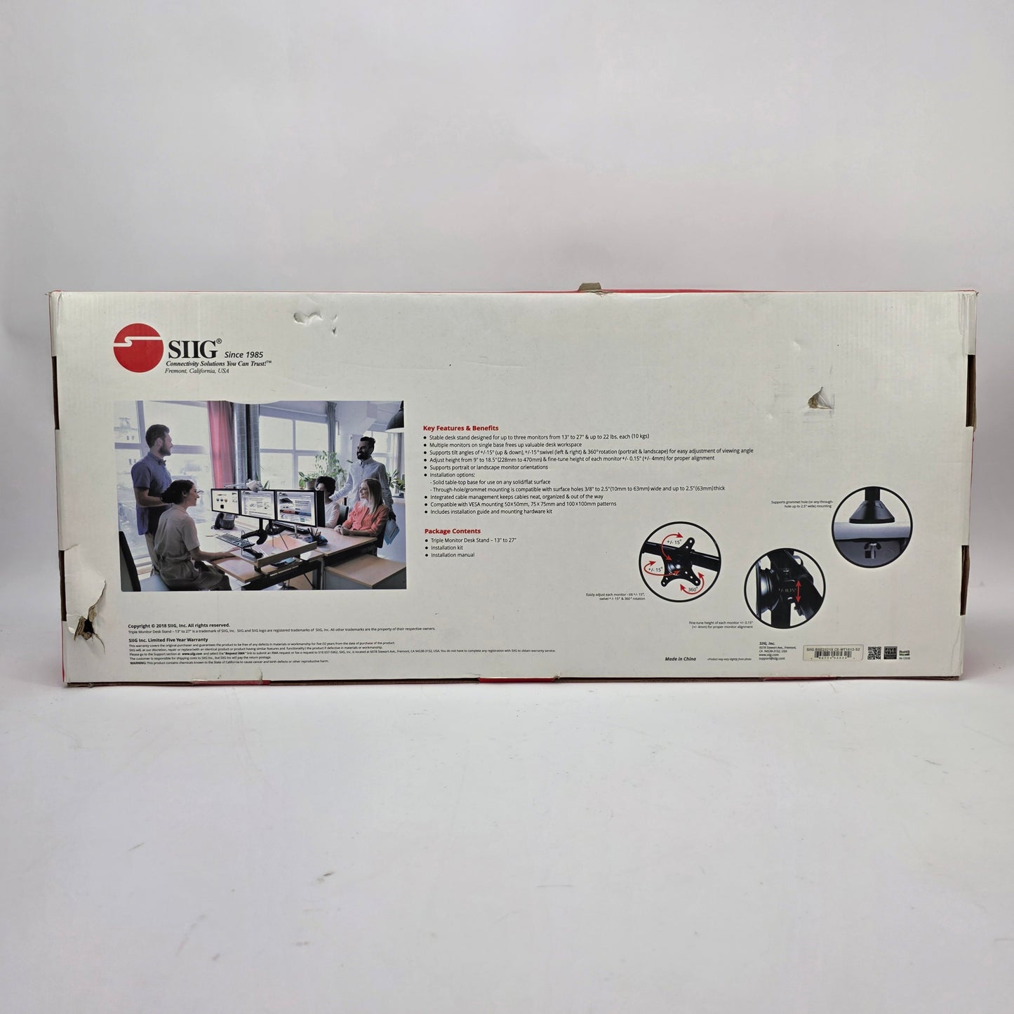 New Siig CEMT1812S2 Triple Monitor Desk Stand