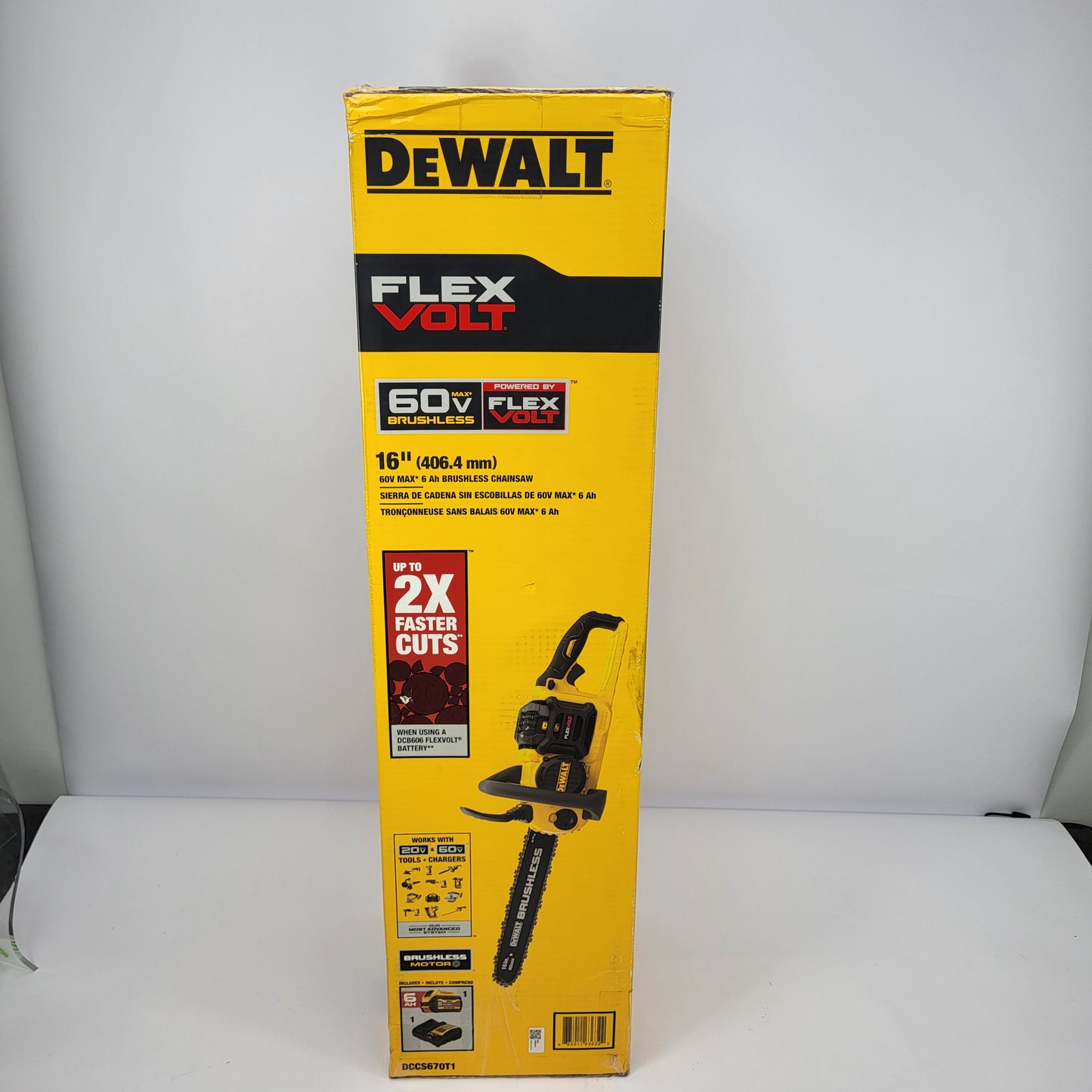 New DeWalt DCCS670T1 20V/60V Max Brushless Cordless Chainsaw