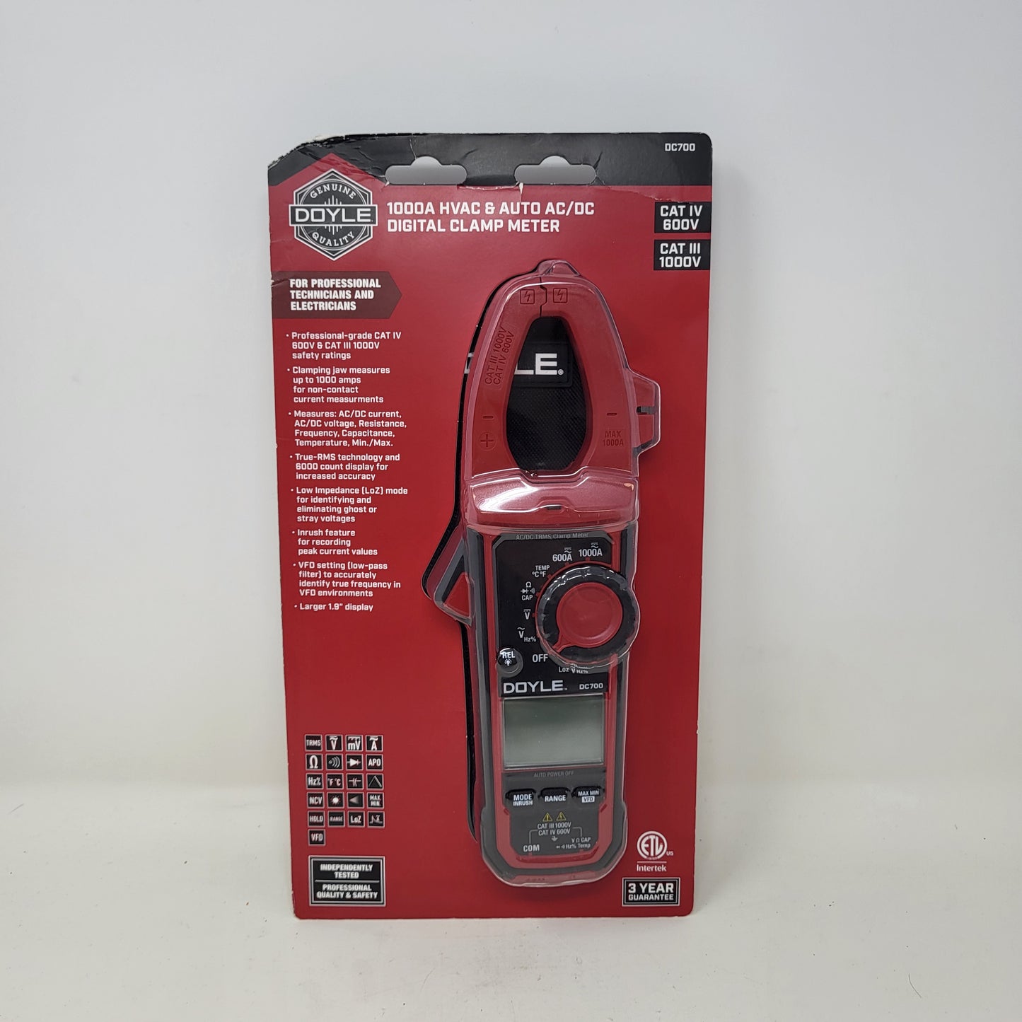 New Doyle 59456 1000V 1000A HVAC & Auto AC/DC Digital Clamp Meter