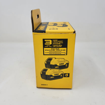New DeWalt DCB204-2 20V MAX Premium Lithium-Ion 4.0Ah Battery 2 Pack