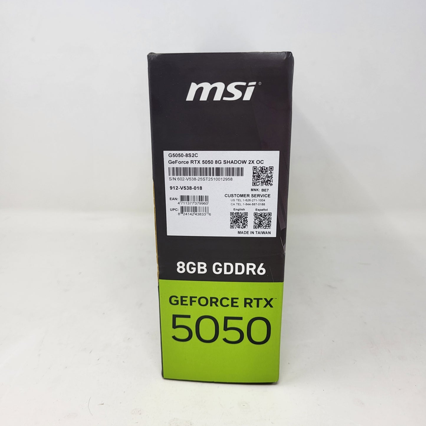 New MSI GeForce RTX 5050 SHADOW 2X OC 8GB GDDR6 Graphics Card G5050-8S2C