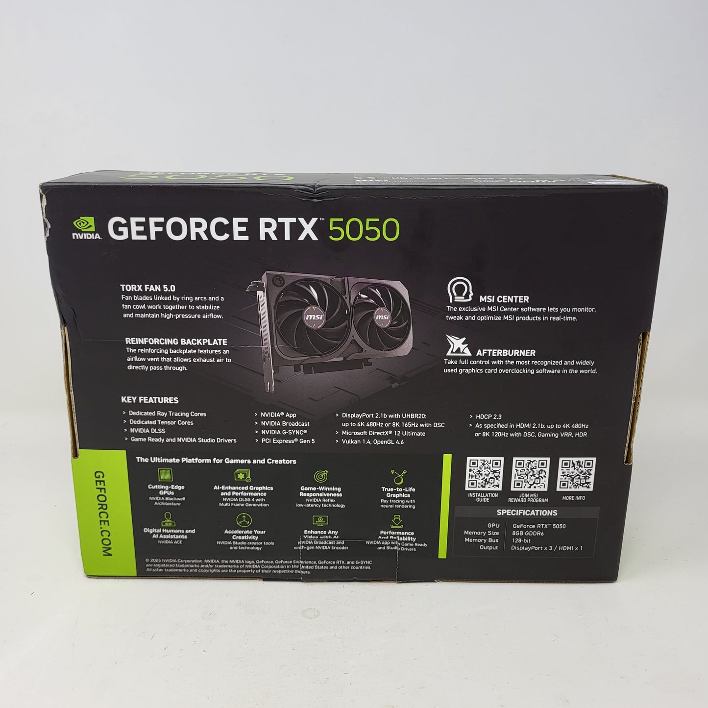 New MSI GeForce RTX 5050 SHADOW 2X OC 8GB GDDR6 Graphics Card G5050-8S2C