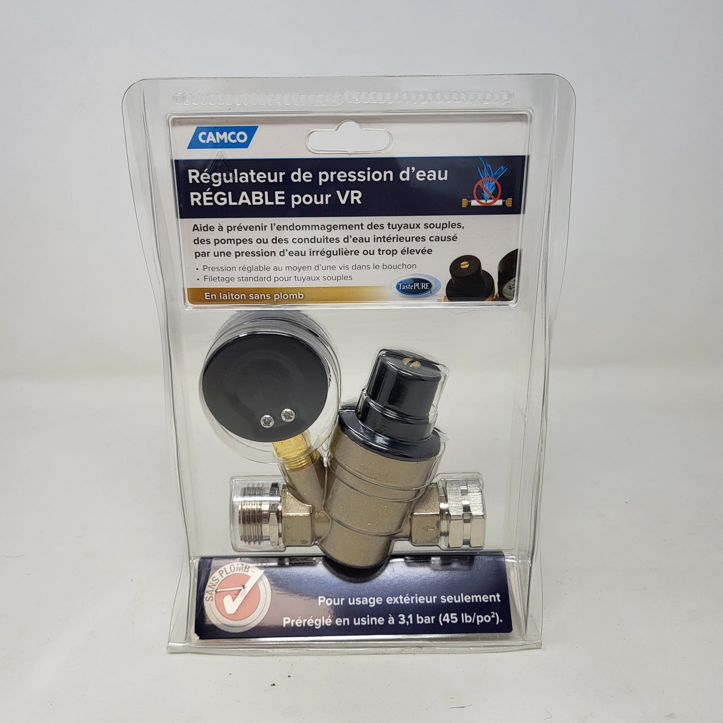New Camco RV Adjustable Brass Water Pressure Regulator C1W-40058