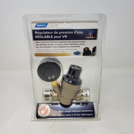 New Camco RV Adjustable Brass Water Pressure Regulator C1W-40058