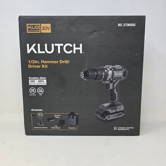 New Klutch  5796950 20V 1/2in. Hammer Drill/Driver Kit