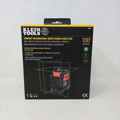 New Klein Tools 93CPLG Compact Rechargeable Green Planar Laser Level 100'