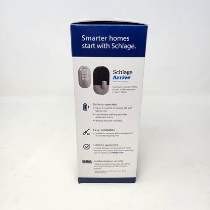 New Schlage Arrive Nickel Wireless Smart Door Lock BE459WBRMN619