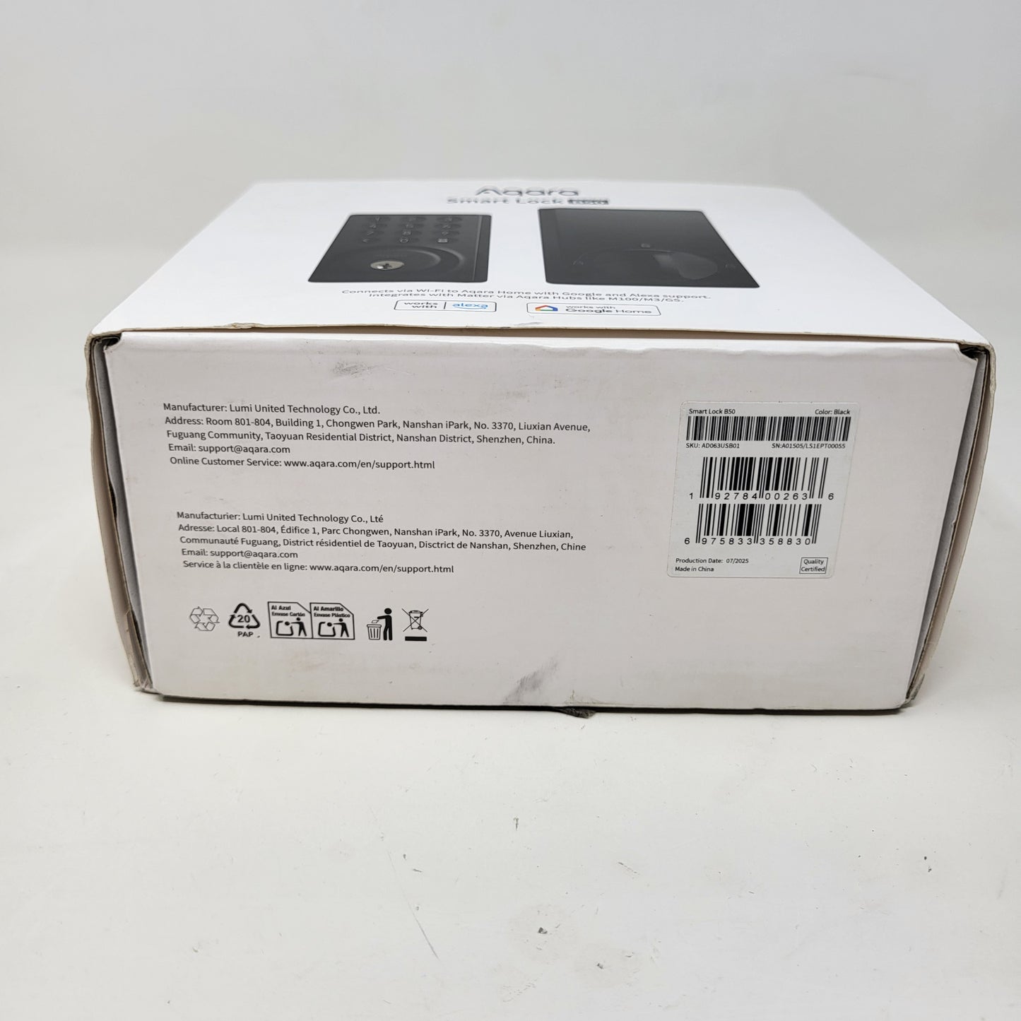 New Open Box Aqara B50 Smart Wi-Fi & Bluetooth Keypad Electronic Deadbolt Lock Black
