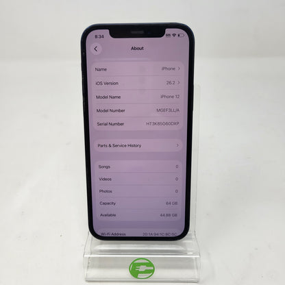 Unlocked Apple iPhone 12 64GB 26.2 Blue MGEF3LL/A