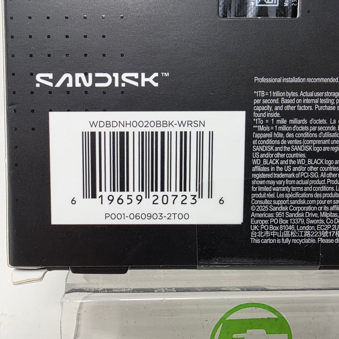 New SanDisk 2230mm Black SN770M 2TB M.2 NVMe Gen 4.0 x 4 SSD WDBDNH0020BBK-WRSN