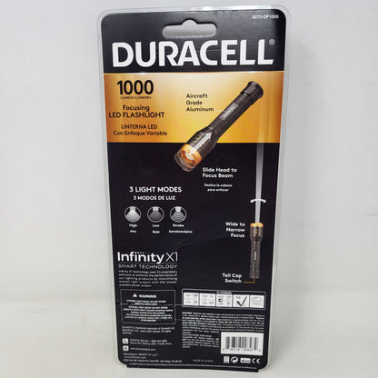 New Duracell  1000 Lumen Aluminum Focusing Flashlight