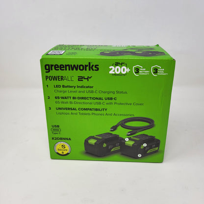 New Greenworks PowerAll 24V 2 Pack 4.0Ah Battery + Cable