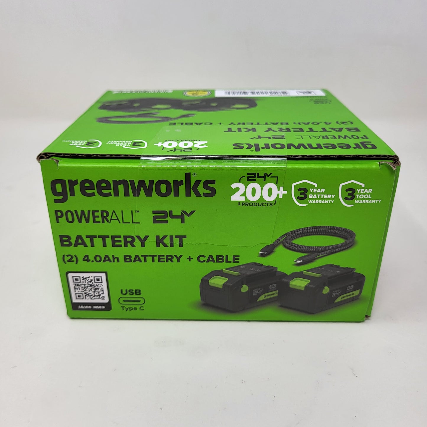 New Greenworks PowerAll 24V 2 Pack 4.0Ah Battery + Cable