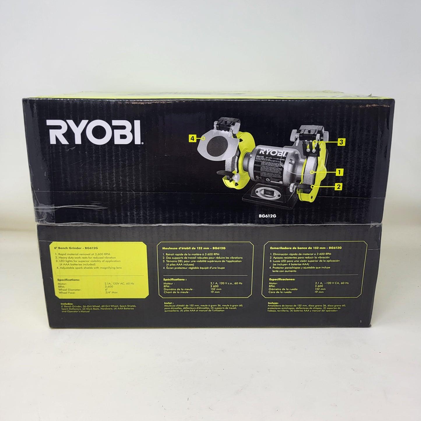 New Ryobi BG612G 120V 2.1-Amp Grinder with LED Lights