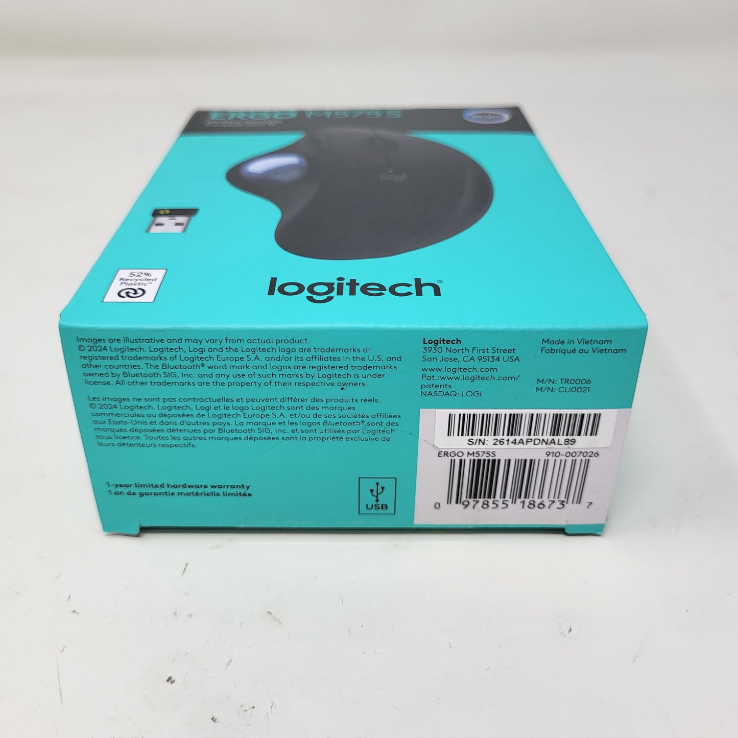 New Logitech ERGO M575s  910-007026 Wireless Mouse Black