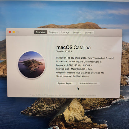 2019 Apple MacBook Pro 13.3" i5 1.4GHz 8GB RAM 128GB SSD Silver A2159