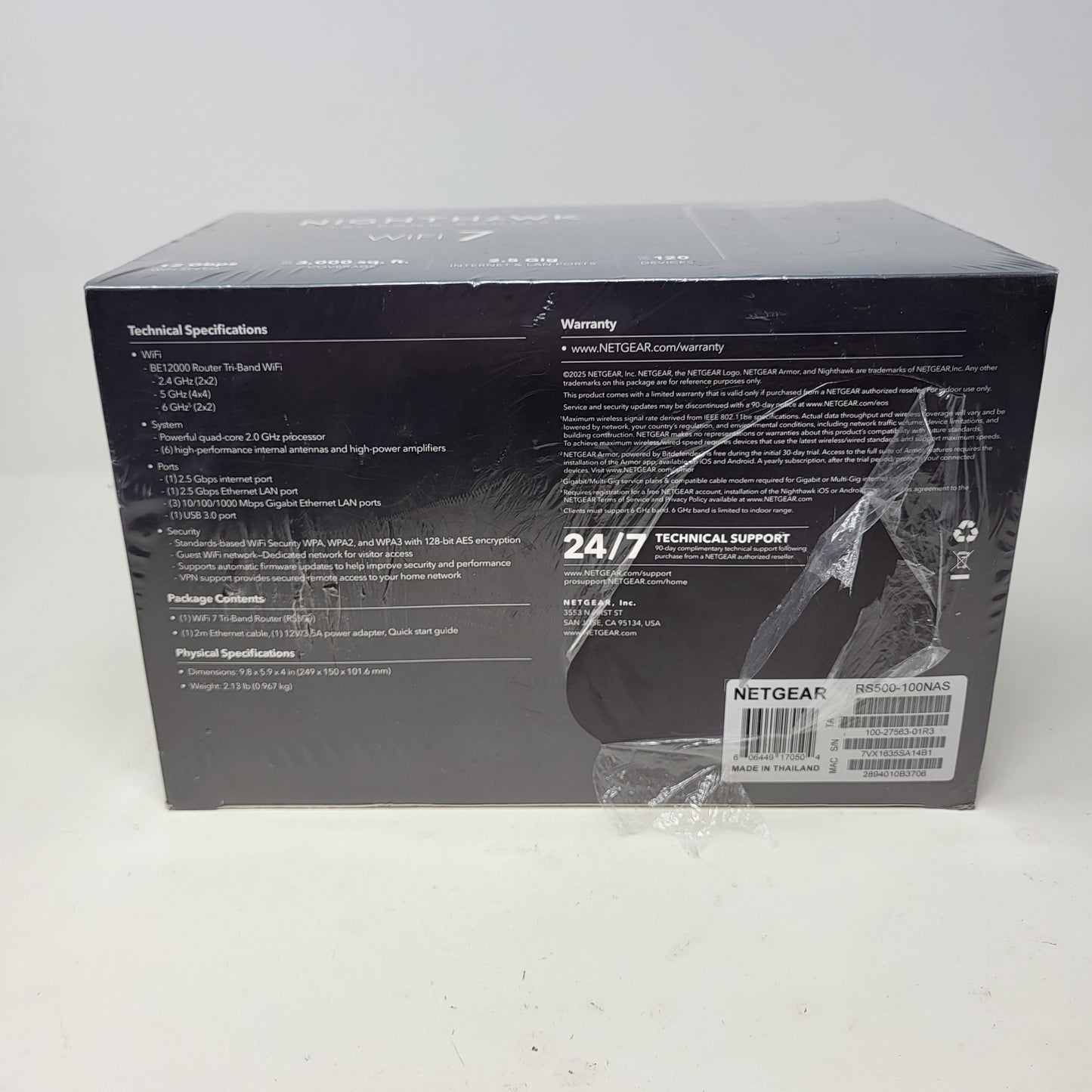 New NETGEAR  Nighthawk RS500 Tri Band WiFi 7 RS500-100NAS Smart WiFi Router