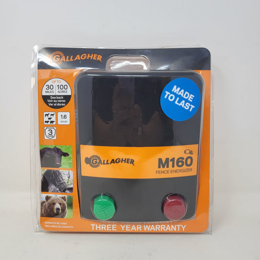 New Gallagher M160 110 Volt Electric Fence Energizer 30 Mi. Black/Orange