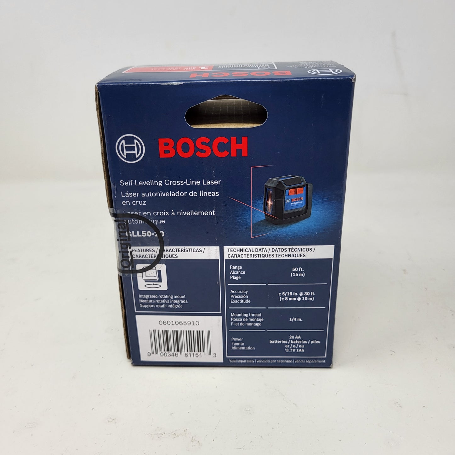 New Bosch GLL50-20 3V 50ft Range Cross Line Laser Self Leveling