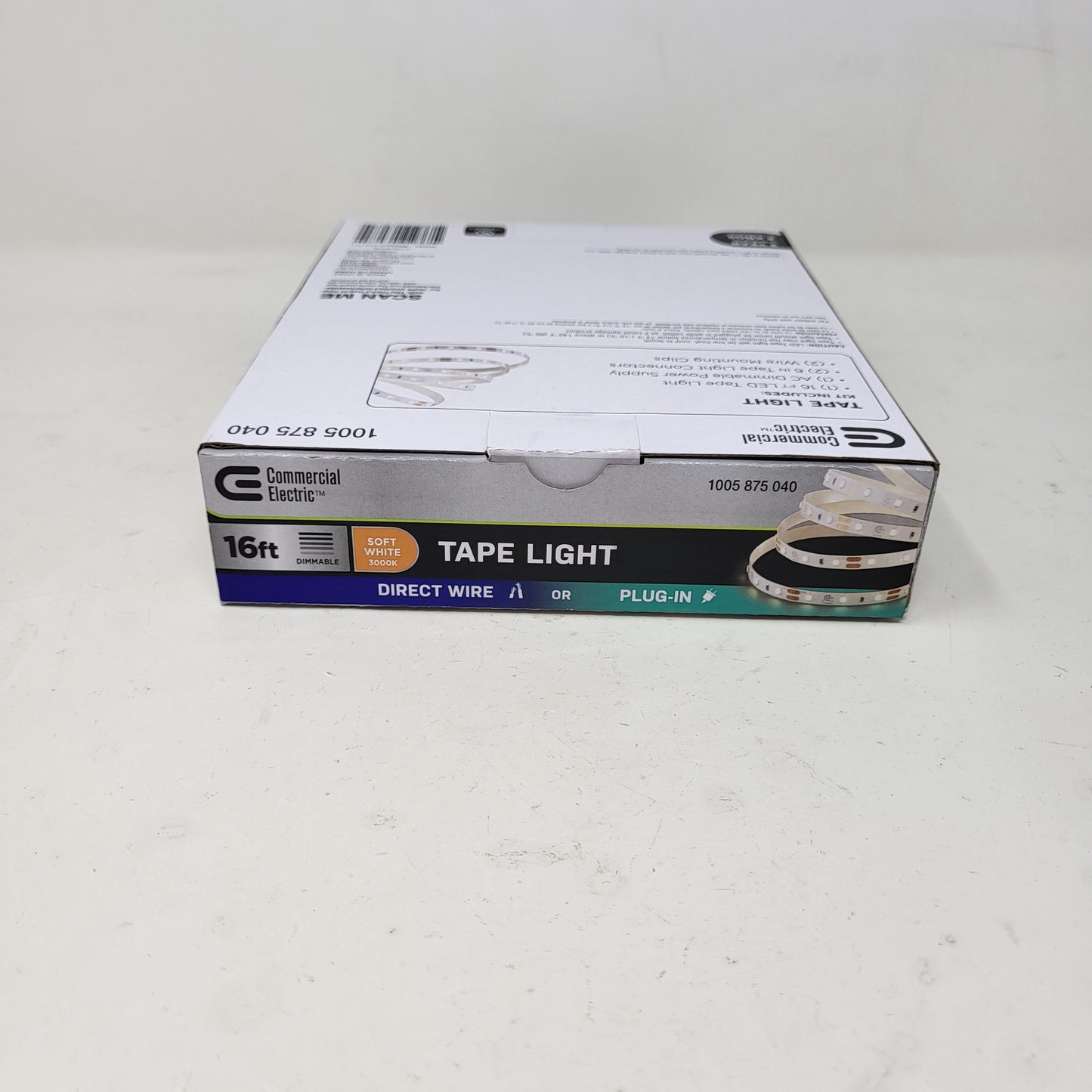 New Comercial Electric 1005 8785 040 16 Ft. LED AC Dimmable White Tape Light Kit