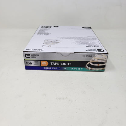 New Comercial Electric 1005 8785 040 16 Ft. LED AC Dimmable White Tape Light Kit