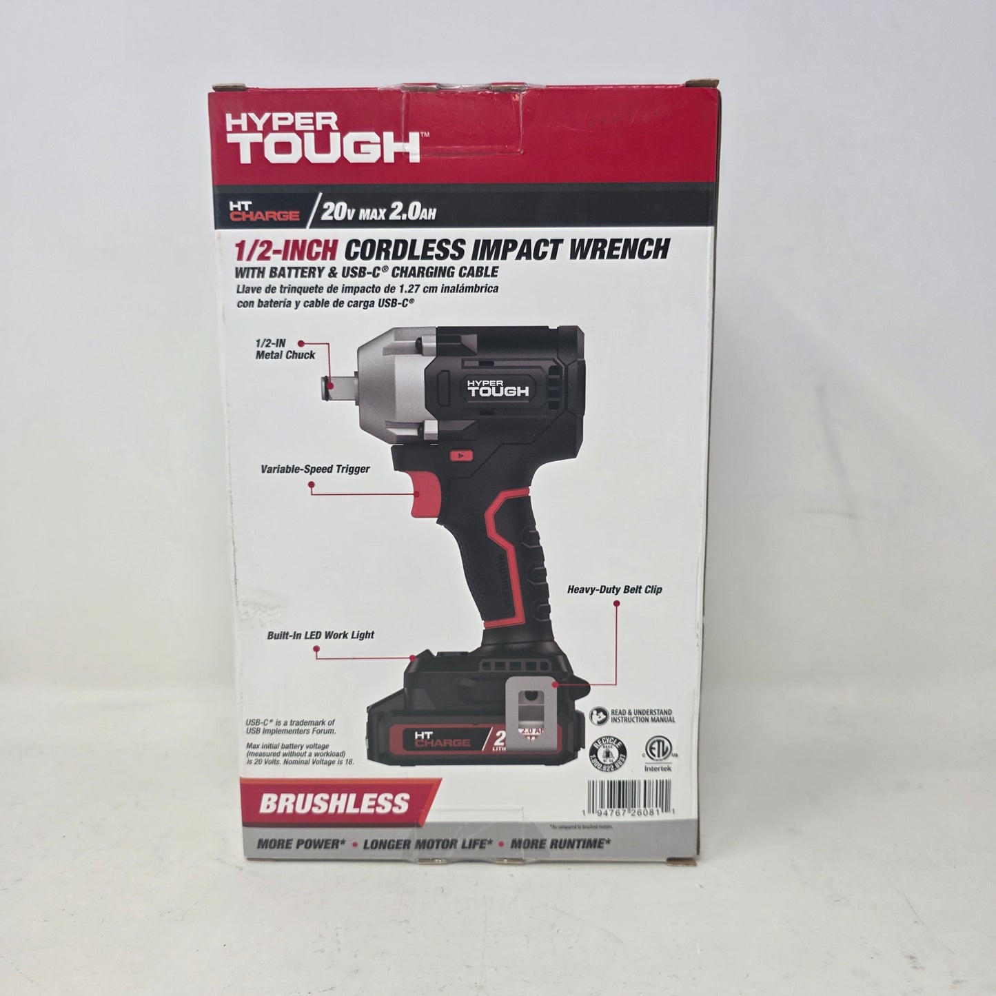 New Hyper Tough 6081 20V MAX 1/2 CORDLESS IMPACT WRENCH