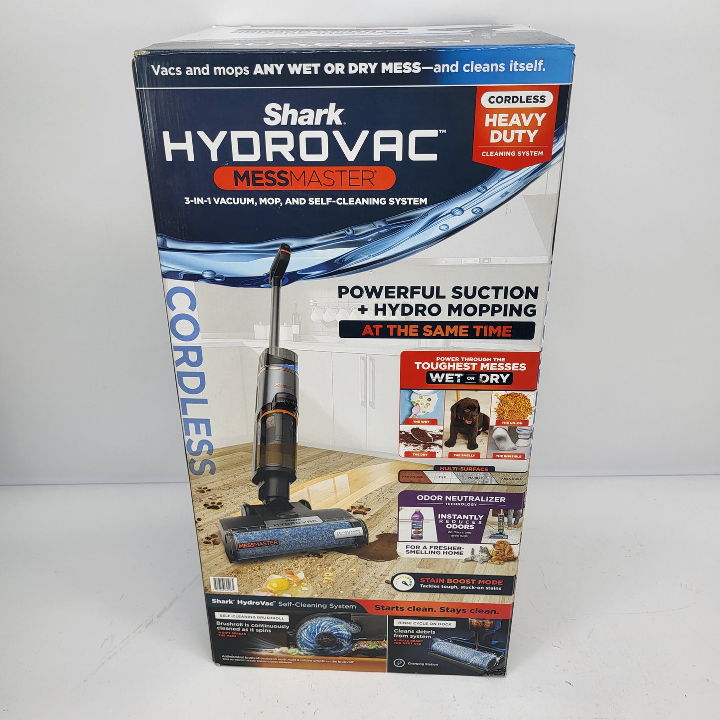 NEW Shark HydroVac MessMaster 3-in-1 Cordless Vacuum Mop WD260 Stain Boost 12oz