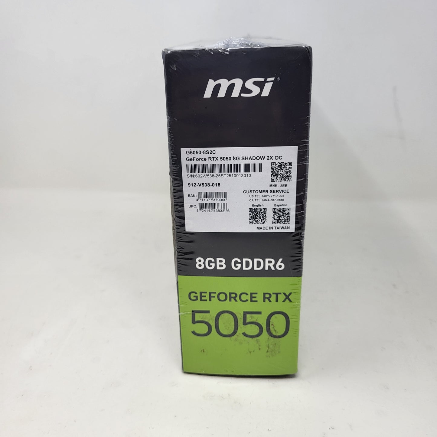 New MSI GeForce RTX 5050 SHADOW 2X OC 8GB GDDR6 Graphics Card 912-V538-018