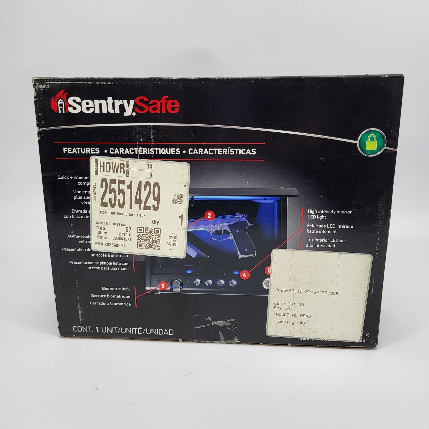 New SentrySafe QAP1BLX Quick Access Biometric Safe Fingerprint Lock P63656