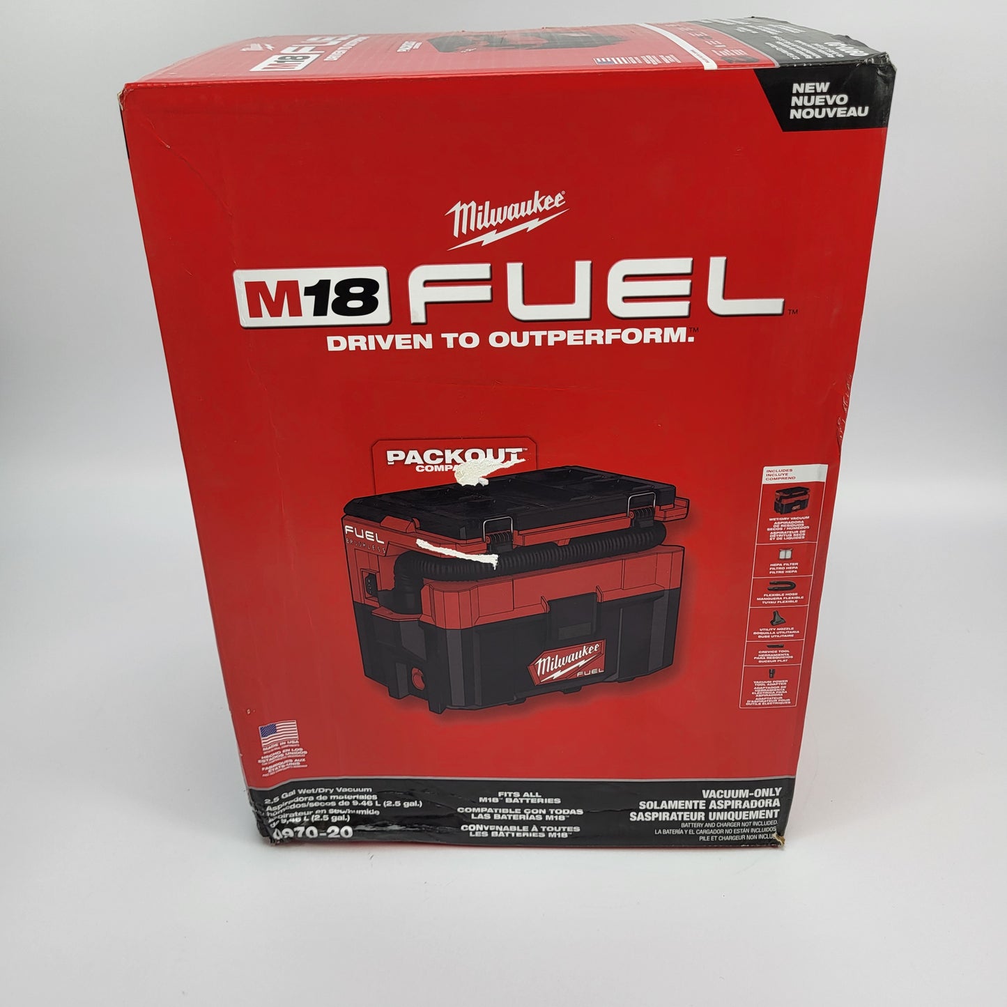 New Milwaukee 0970-20 M18 18V Vacuum Cleaner 2.5 G BlackRed
