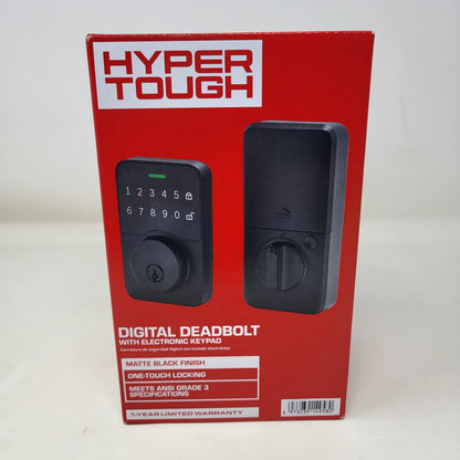 New Hyper Tough 9619112 Aluminum Digital Deadbolt w/ Electric Keypad Black