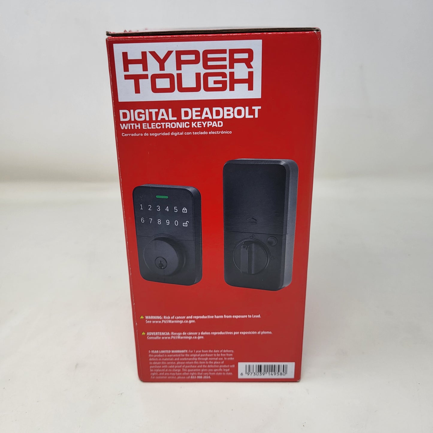 New Hyper Tough 9619112 Aluminum Digital Deadbolt w/ Electric Keypad Black