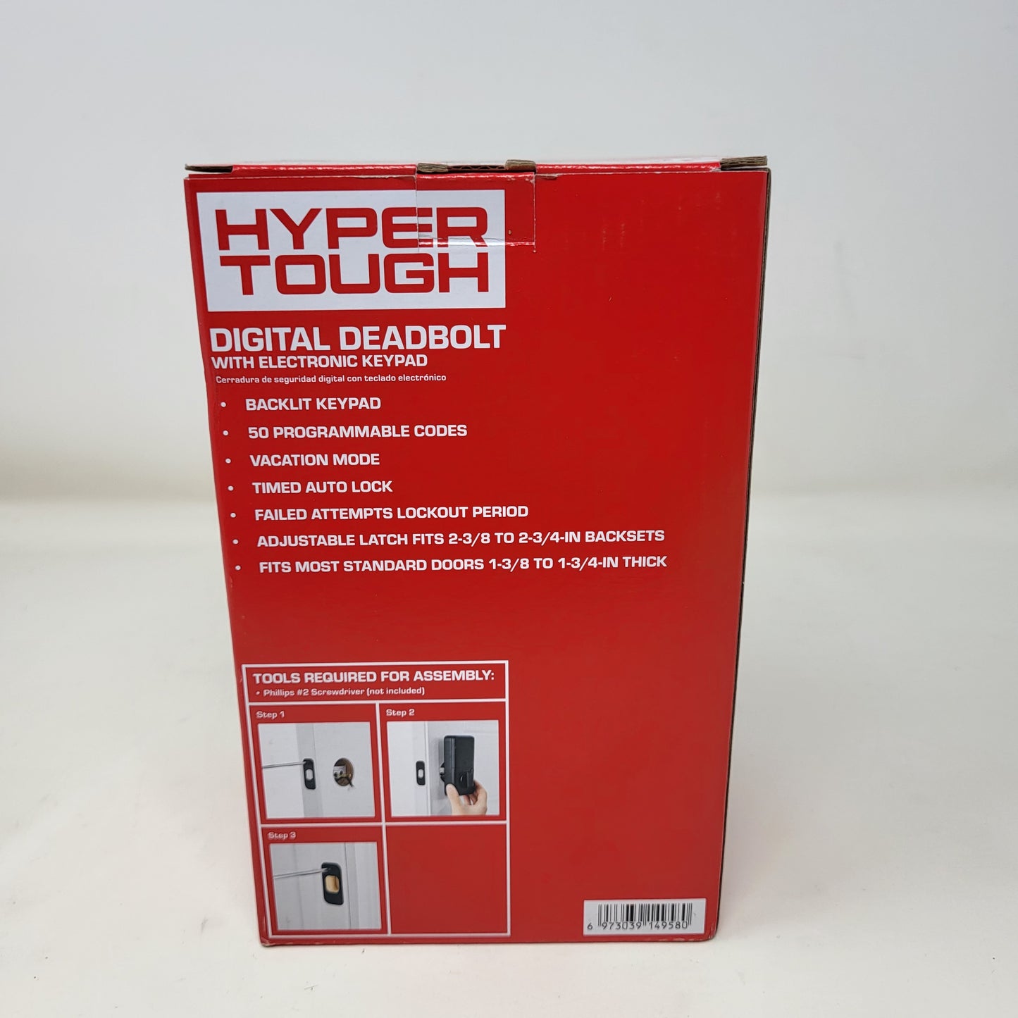 New Hyper Tough 9619112 Aluminum Digital Deadbolt w/ Electric Keypad Black