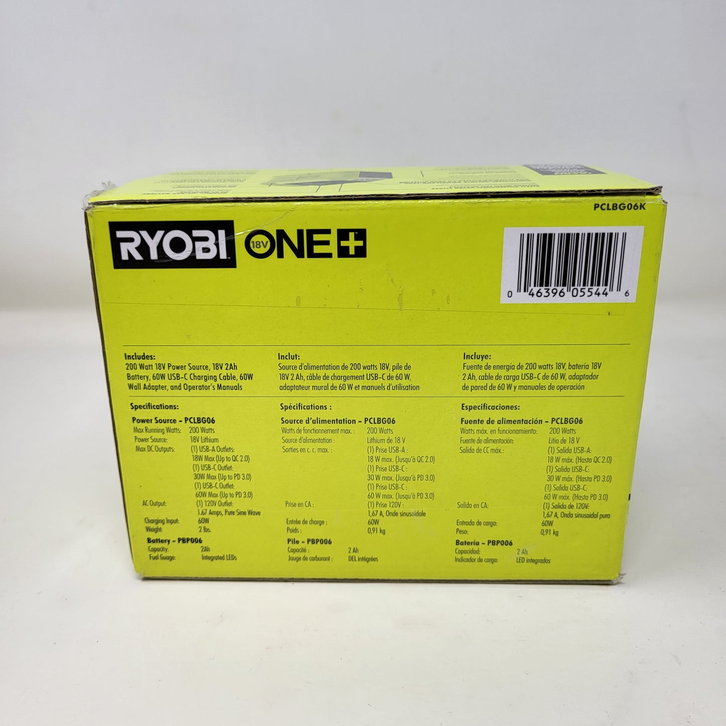 New Ryobi PCLBG06 18V 200Watt Power Source/Charger Kit