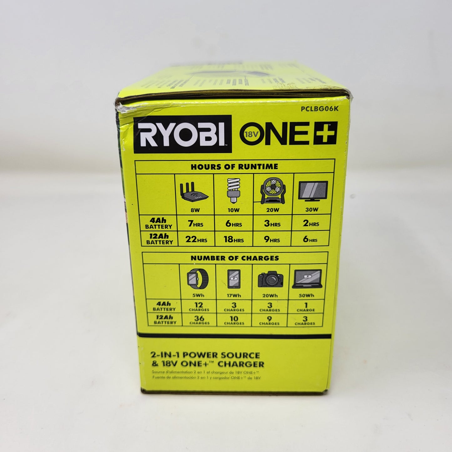 New Ryobi PCLBG06 18V 200Watt Power Source/Charger Kit