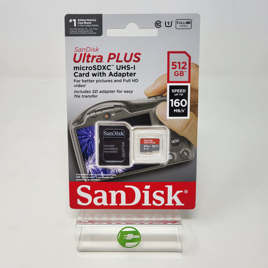 New SanDisk Ultra Plus 512GB 160MB/s MicroSDXC Memory Card FHD